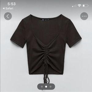 Brown Zara scrunch crop top